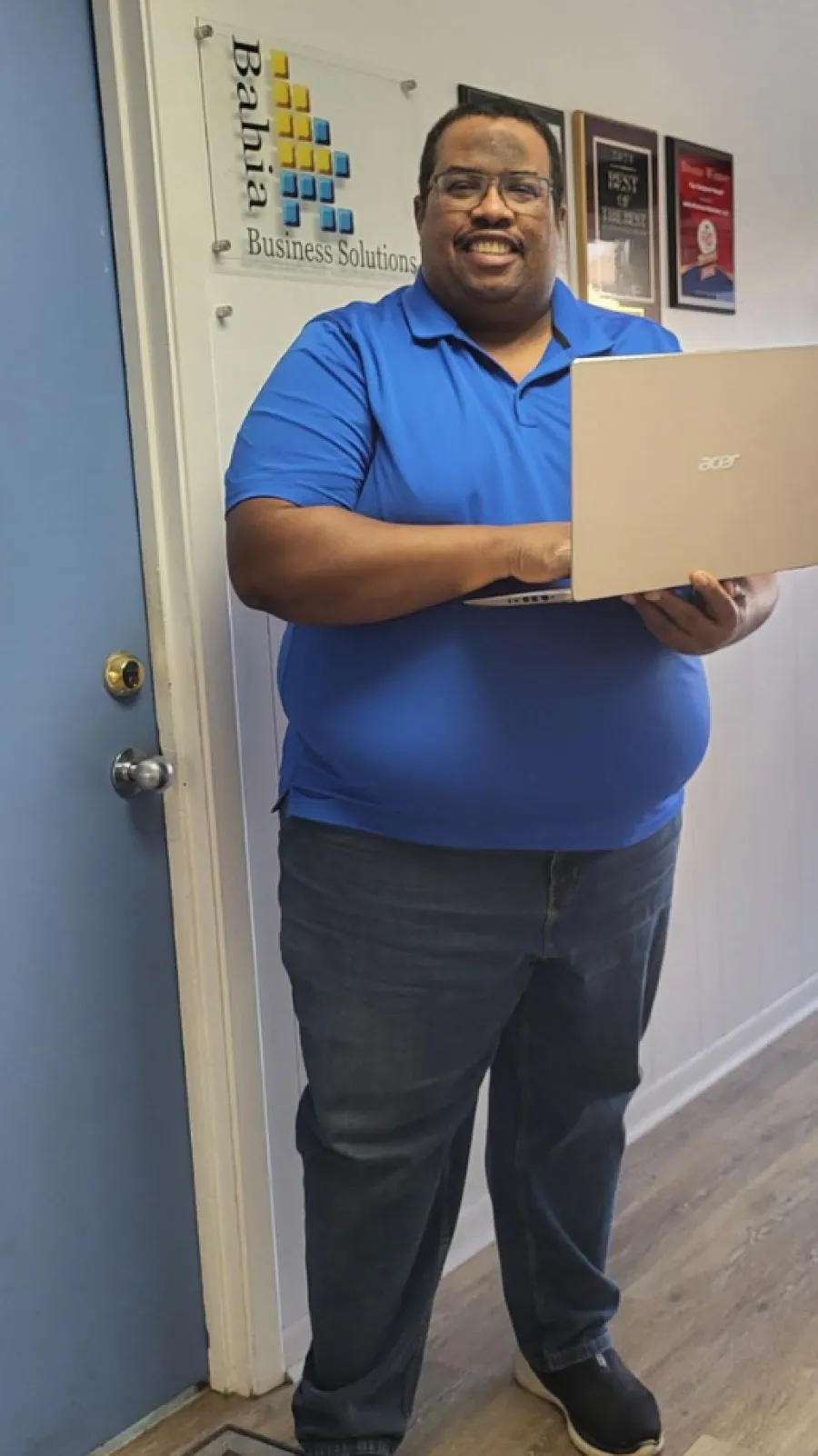 a person holding a box